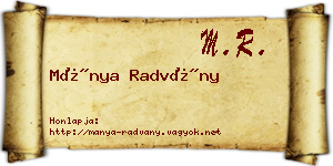 Mánya Radvány névjegykártya